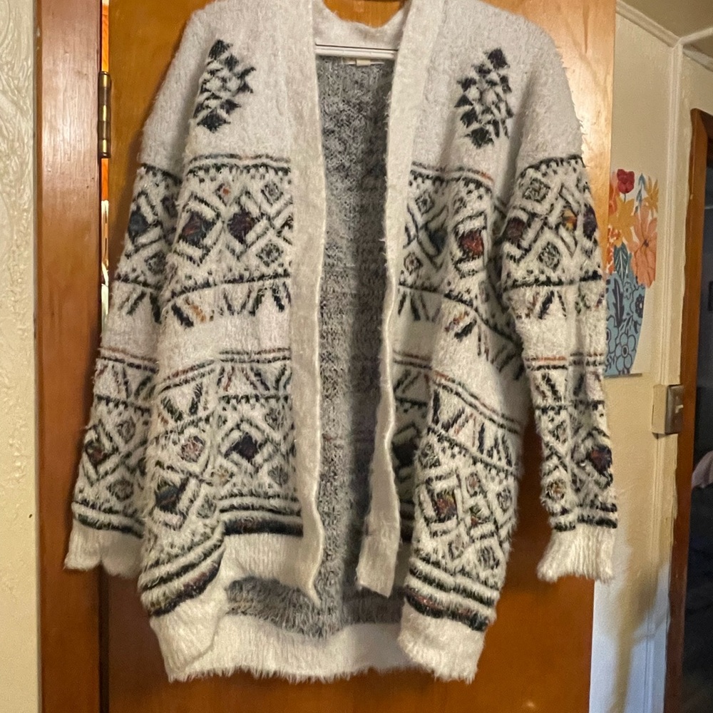 It's Our Time White and Black Patterned Cardigan